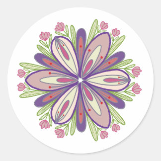 Mandala-Blume zur Liebe Runder Aufkleber