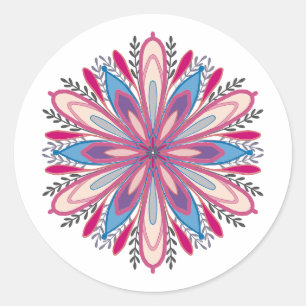 Mandala-Blume zur Liebe Runder Aufkleber