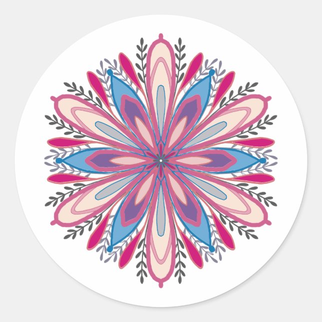 Mandala-Blume zur Liebe Runder Aufkleber (Vorderseite)