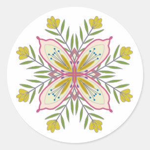 Mandala-Blume zur Liebe Runder Aufkleber