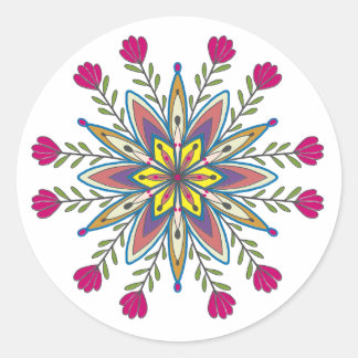 Mandala-Blume zur Liebe Runder Aufkleber