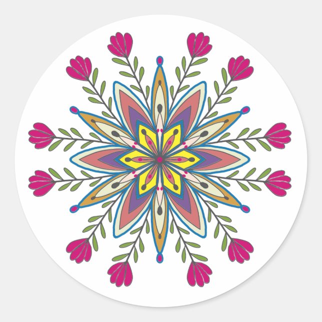 Mandala-Blume zur Liebe Runder Aufkleber (Vorderseite)