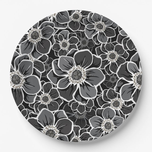 Mandala-Blumen 5 Pappteller (Vorderseite)
