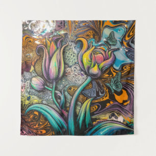 Mandala-Blumen Wandteppich