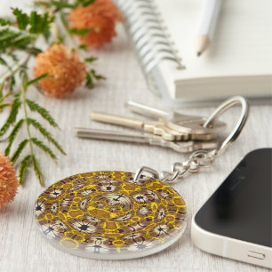 Mandala Bohème à Motif Floral Doré