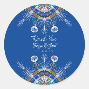 Mandala Boheme Bunte Hochzeit Danke Runder Aufkleber