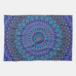 Mandala Boho Blue Aquamarin Lila Peacock Colorful Geschirrtuch