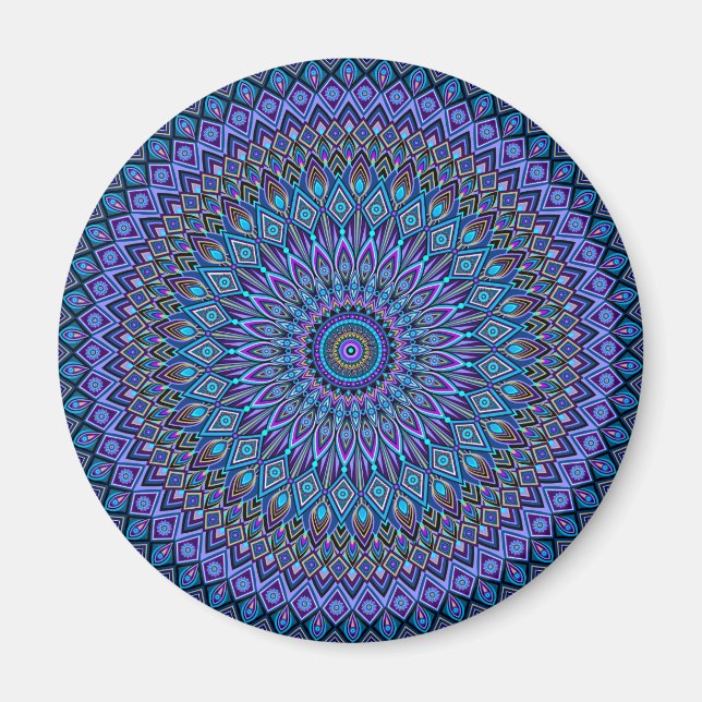 Mandala Boho Blue Aquamarin Lila Peacock Gold Magi Magnet (Vorne)