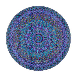 Mandala Boho Blue Aquamarin Lila Peacock Gold Magi Schneidebrett
