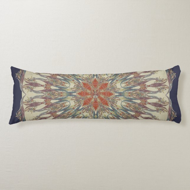 Mandala Boho Bohemisch Paisley Tribal Navy Lila Seitenschläferkissen (Vorderseite)