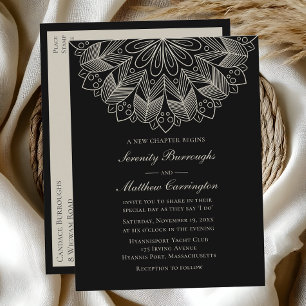 Mandala Boho Indische Elegante Schwarze Hochzeitse Einladungspostkarte