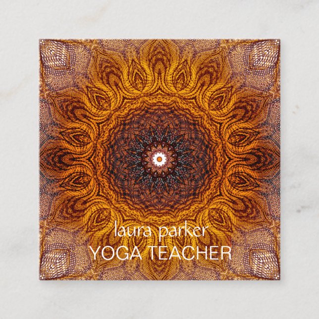 Mandala Boho Yoga Meditation Holistic Health Squar Quadratische Visitenkarte (Vorderseite)