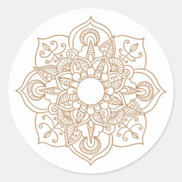 Mandala Brown Boho Indian Modern Wedding Party Runder Aufkleber