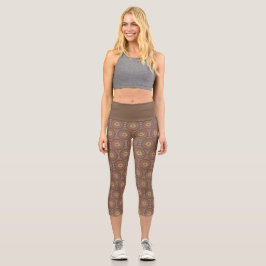 Mandala Brown Capri Leggings