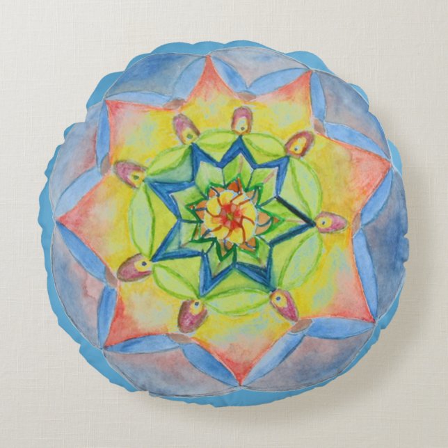 Mandala Brushed Polyester Rundkissen Rundes Kissen (Vorderseite)