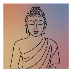 Mandala Buddha: Ruhige Linienkunst Zen-Geist Poster