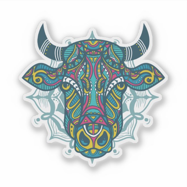 Mandala Bull Aufkleber (Vorderseite)