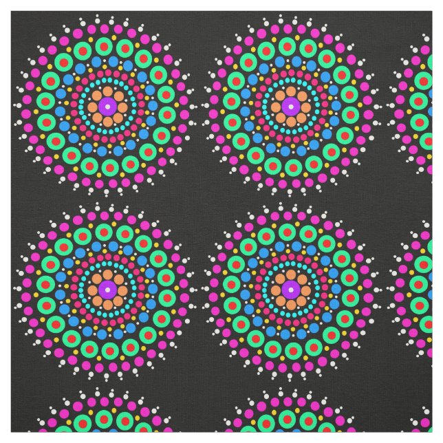 Mandala bunter schwarzer Bg Stoff (Muster)
