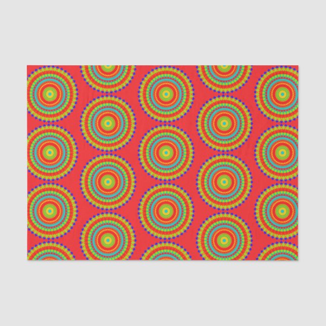 Mandala-buntes Muster-Rot Seidenpapier (Vorderseite)