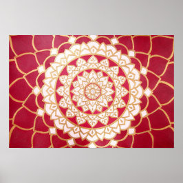 Mandala Burgundy Gold Platinum White Luminous Poster