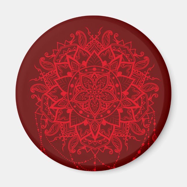 Mandala burgundy Indian Magnet (Vorne)