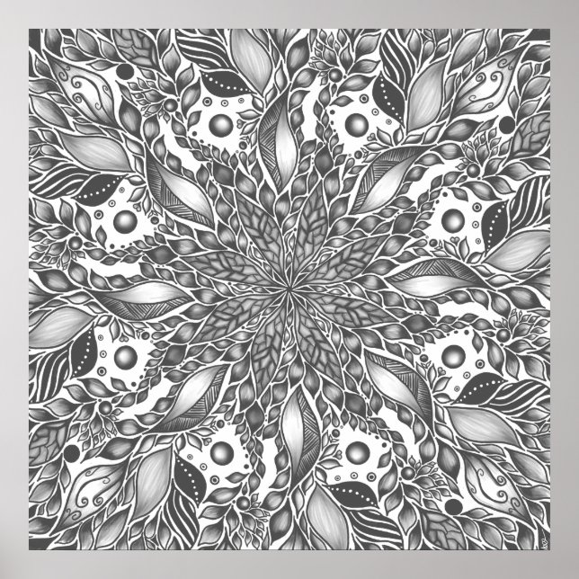 Mandala Canvas, schwarz-weiß Poster (Vorne)