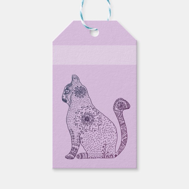 Mandala Cat Gift Tags Geschenkanhänger (Vorderseite)
