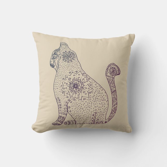 Mandala Cat Throw Cushion Kissen (Vorderseite)