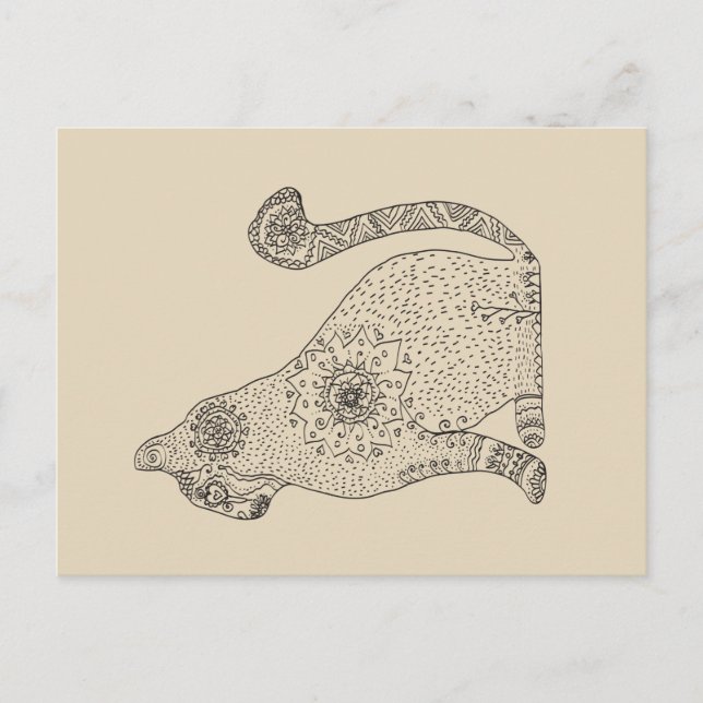 Mandala Cat Zeichnend Postkarte (Vorderseite)