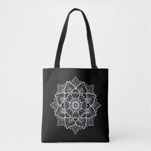 Mandala Circle Design Vintage Spitzen Schwarz/Weiß Tasche
