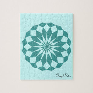 Mandala Circle Diamonds Turquoise Motif Puzzle