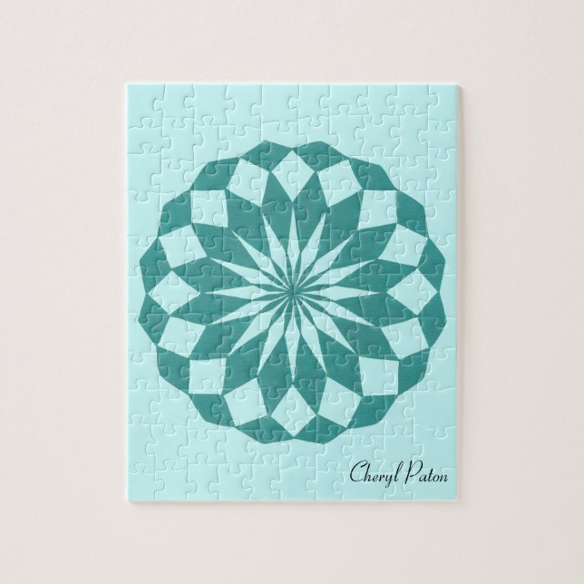 Mandala Circle Diamonds Turquoise Muster Puzzle (Vertikal)