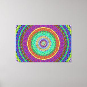 Mandala Circle Green Dots Stretched Canvas Print Leinwanddruck