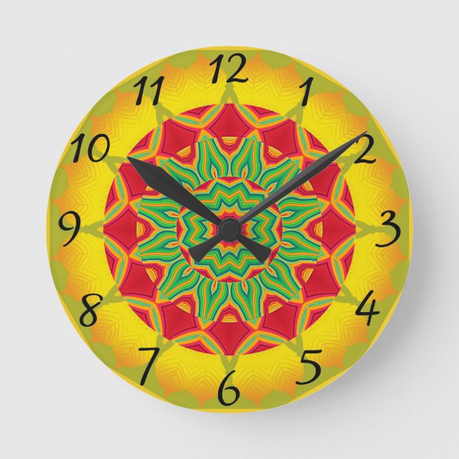 Mandala Clock Runde Wanduhr (Vorderseite)