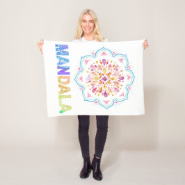 MANDALA COLORED LOTUS BLUME FLEECEDECKE