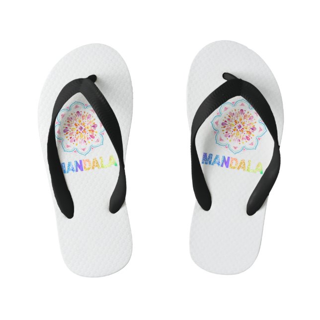 MANDALA COLORED LOTUS BLUME KINDERBADESANDALEN (Fußbett)