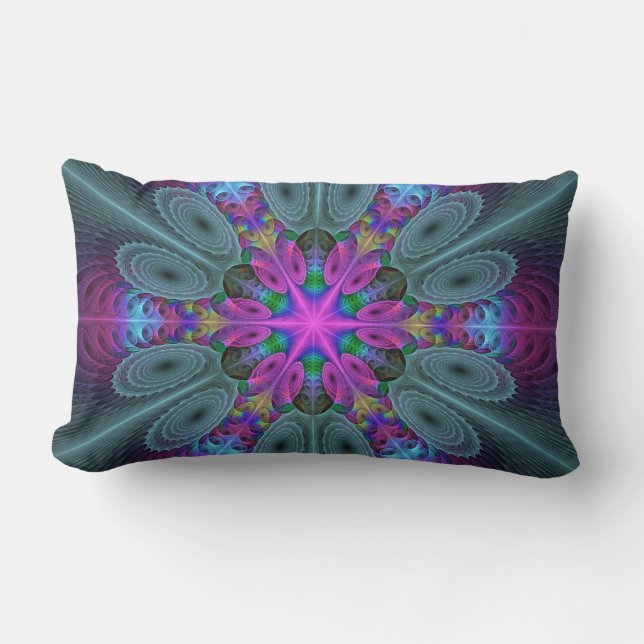 Mandala Colorful Strickendes Fraktal Kunst Kaleido Lendenkissen (Vorderseite)