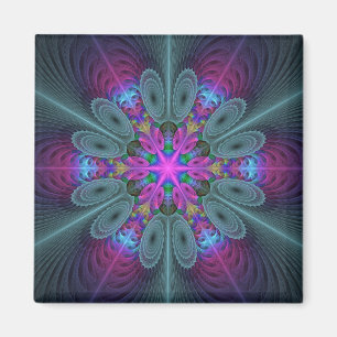 Mandala Colorful Strickendes Fraktal Kunst Kaleido Magnet