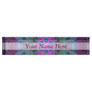 Mandala Colorful Strickendes Fraktal Kunst Kaleido Namensplakette