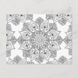 Mandala Coloring Floral Pattern Postkarte