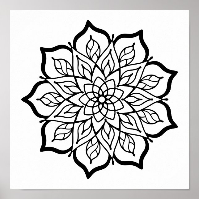 Mandala Coloring Poster – Sacred Geometry Wall Art (Devant)