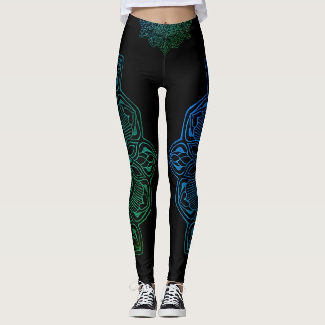 Mandala-cooler Feuer-Druck Leggings (Vorderseite)