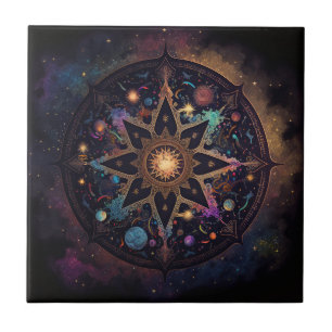 Mandala Cosmic Visionary Art Carreaux en céramique