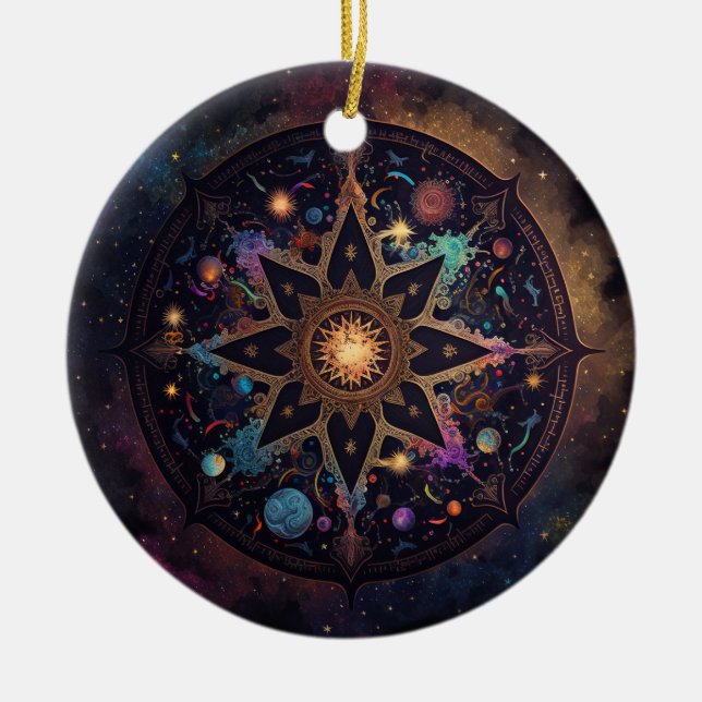 Mandala Cosmic Visionary Art Keramik Ornament (Vorne)