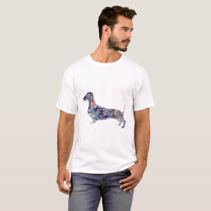 Mandala Dachshund T-Shirt de base, Blanc