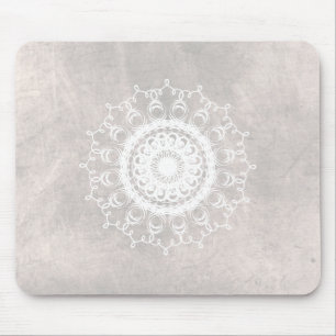 Mandala Damask Black and White Yoga Mousepad