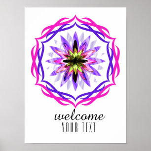 Mandala Damask Herzlich Willkommen in Lotus Blume Poster