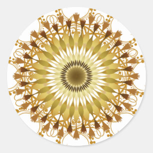Mandala Damask Lotus Blume Art Runder Aufkleber