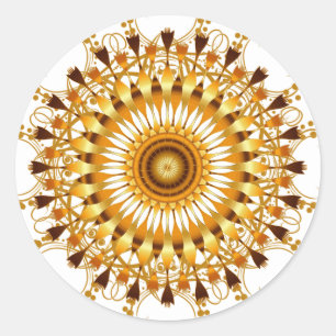 Mandala Damask Lotus Blume Art Runder Aufkleber