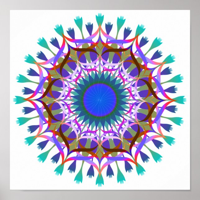 Mandala Damask Lotus Blume Lotus Poster (Vorne)